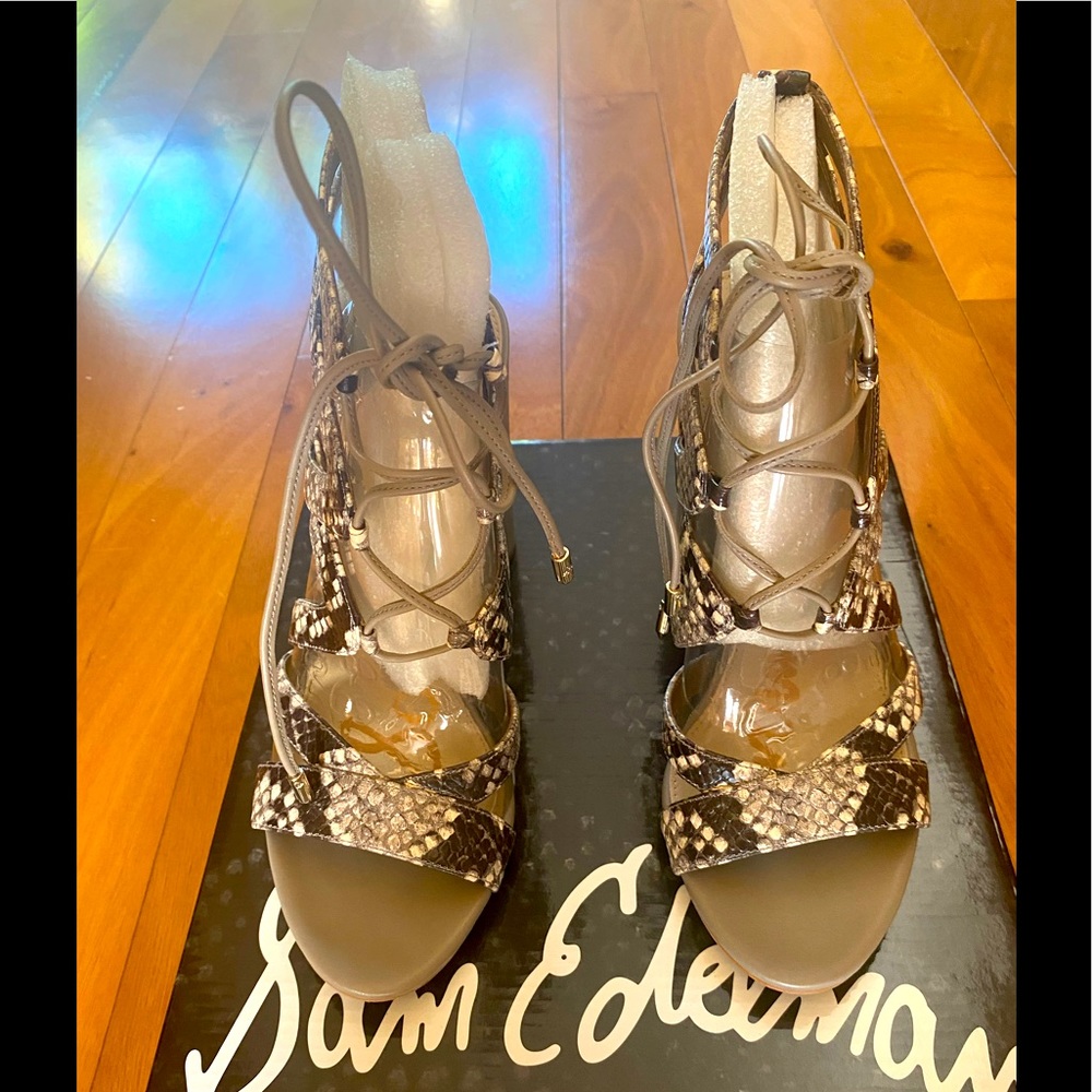 Sam Edelman Yardley Snake Print Lace Up Heel Size 8 1/2